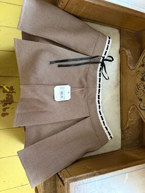 Altar'd State Brown Mini Skirt with Lace-Trim Waist